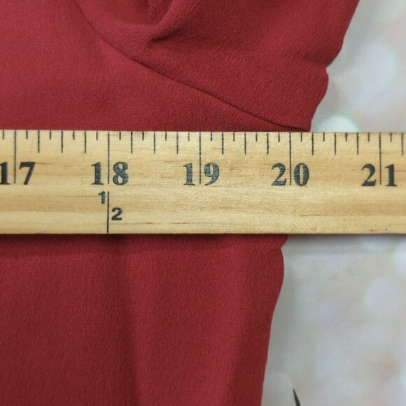 Diane Von Furstenberg Red Silk Ruffle Trim Blouse, Women's Small - Picture 8 of 9